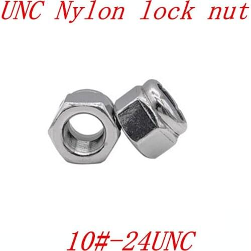50pcs 10#-24 UNC stainless steel Nylon lock nut Insert Locking nuts