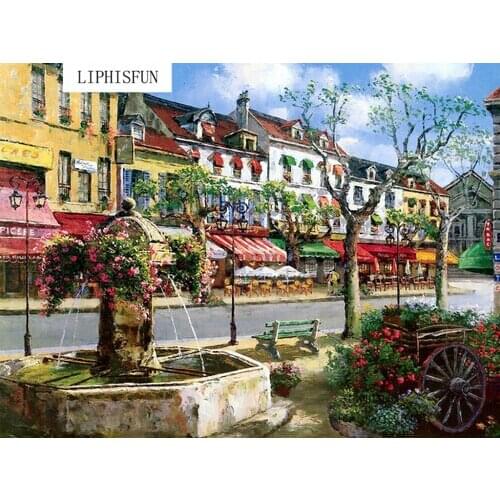 5D Full Drill DIY Diamond Painting Colorful City Streets Scenery Square Rhinestone Diamond Embroidery Cross Stitch Diamond