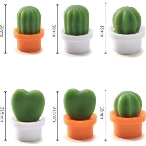 6pcs Green Cactus Magnet Refrigerator Sticker Whiteboard Message Kitchen Decorative Magnetic Sticker Fridge Magnet