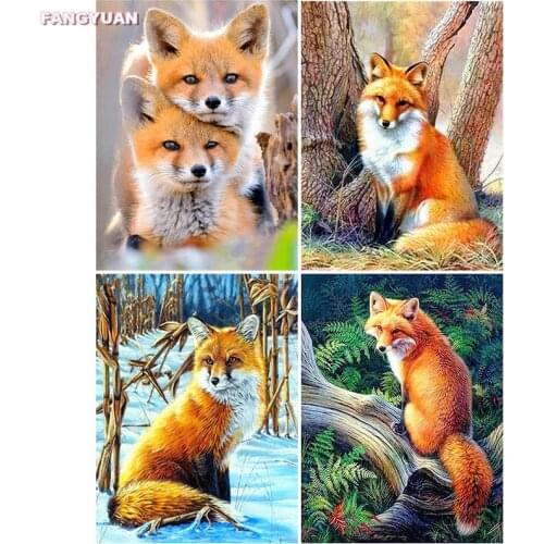 5D Diy Diamond Painting Nature Animal Fox Full Drill Diamond Embroidery Mosaic Cross Stitch Kits Picture Home Decor Accessories