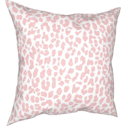 Pale Coral Leopard Throw Pillow Cover Polyester Decorative Pillow Pink Aesthetic Abstract Geo Modern Pattern Cushion Covers