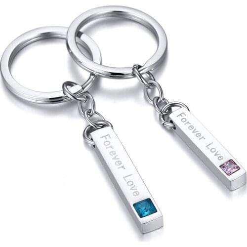 Customized Forever Love Keychain Private Custom Engraved Your Name Date Anti-lost Keyring For Lover Personalized Gift