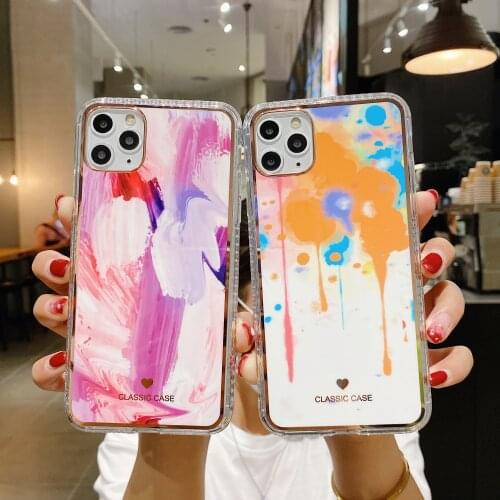 Fashion Water color painting marble Phone Case For iphone 12 Mini 11 Pro XS MAX X XR SE 2020 7 8 Plus Shockproof Soft Cover capa