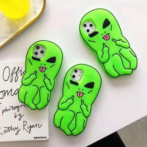 For iPhone 12 Pro Max Cute Pop Neon Green ET Case For 11 7 8 Plus X Xs Xr Xs Max Full Soft Smooth Silicone Protect Phone Cover