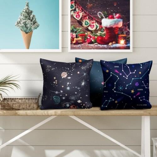Fuwatacchi Universe Space Pillowcase Cartoon Night Star Galaxy Constellation Throw PillowCase Home Decor Sofa Seat Cushion Cover