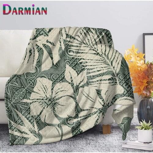 DARMIAN 2021 Hibiscus Tribe Print Flannel Blankets Bedspread Thin Quilt Office Nap Blanket Thin Quilt for Adult Kid Soft Blanket