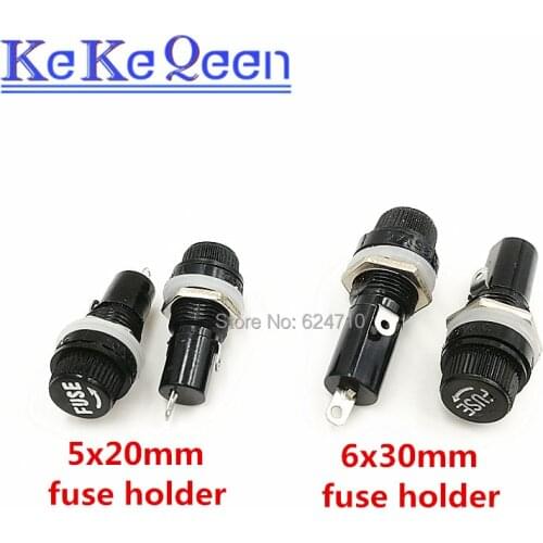 50pcs 5*20MM 6*30MM insurance tube socket fuse holder 5x20mm 6x30mm Panel Mount Fuse Holder High temperature resistant bakelite