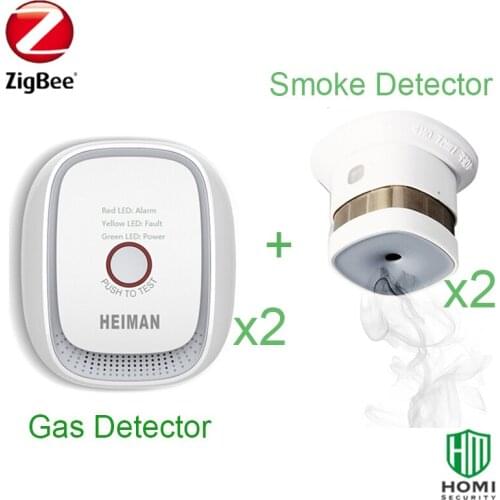 Home Security Detectors Smoke & Gas Alarming Warning Detectors Zigbee Natrual Gas Alarm Fire Alarm