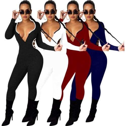 Womens Jumpsuit Hooded Cut Out Crisscross Back Strap Solid Color One-piece Garment for Female
