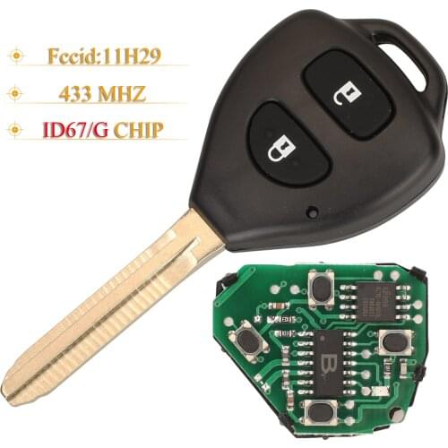 Kutery 2 Buttons Smart Remote Car Key Fob 433Mhz ID67/ G Chip 11H29 For Toyota RAV4 Corolla Europe 2006 - 2010