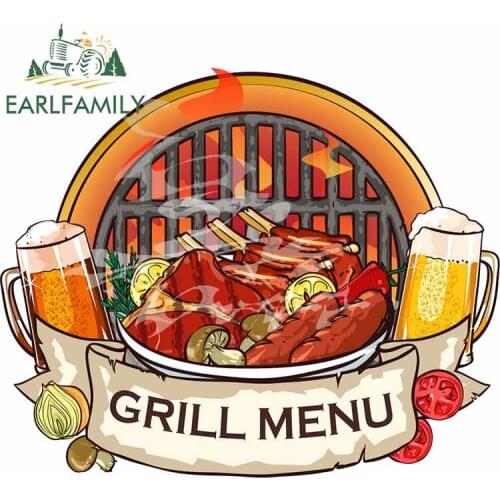 EARLFAMILY 13cm x 10.6cm for BBQ Grill Label Car Decal DIY Waterproof 3D Stickers Scratch-proof Custom Printing Decoration
