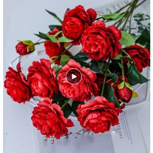 Silk Peony Flower Ball Bouquet Fake Artificial Flowers for Home Garden Weding Decoration DIY Craft Wreath Christmas flores secas