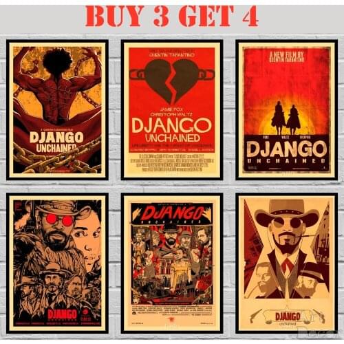 Quentin Movie Django Unchained Poster Kraft paper Funny Still Abstract Art Painting Funny Wall Sticker 42X30cm