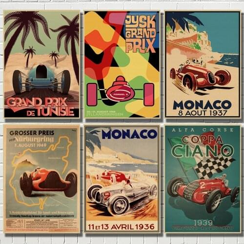 Grand Prix Super Racing Car Retro Monaco Race 64th Motor Poster Wall Wall Picture Painting For Room Home Decor