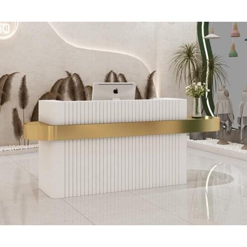 Cashier counter beauty and nail shop reception company commercial wrought iron stainless steel womens shop bar counter