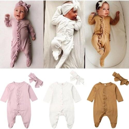 Pudcoco 2020 Newborn Infant Baby Boy Girl Clothes Kids Cotton Romper Jumpsuit Clothing Outfit Headband 0-12M