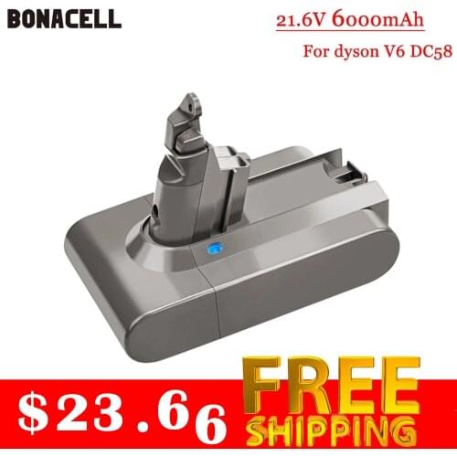 Bonacell 6000mAh 21.6V 6.0 Li-ion Battery for Dyson V6 DC58 DC59 DC61 DC62 DC74 SV09 SV07 SV03 965874-02 Vacuum Cleaner Battery