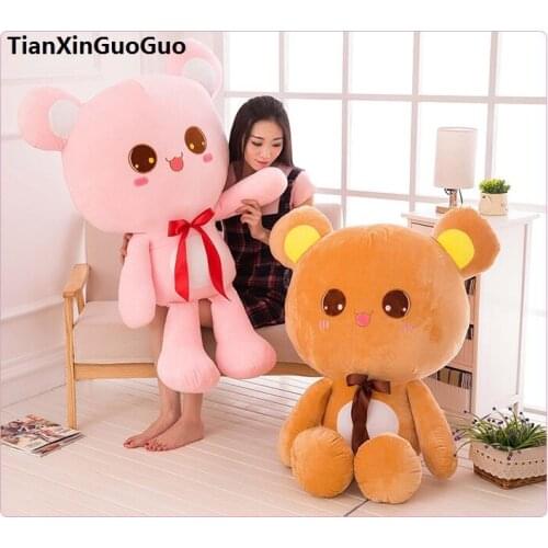 New arrival stuffed toy missing teddy bear large 120cm silk belt bear plush toy soft doll hugging pillow birthday gift h3000
