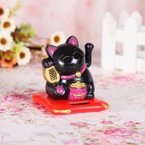 New Fashion Black/White Solar Powered Welcoming Fortune Cat Lucky for Home Car Hotel Restaurant Decor Craft
