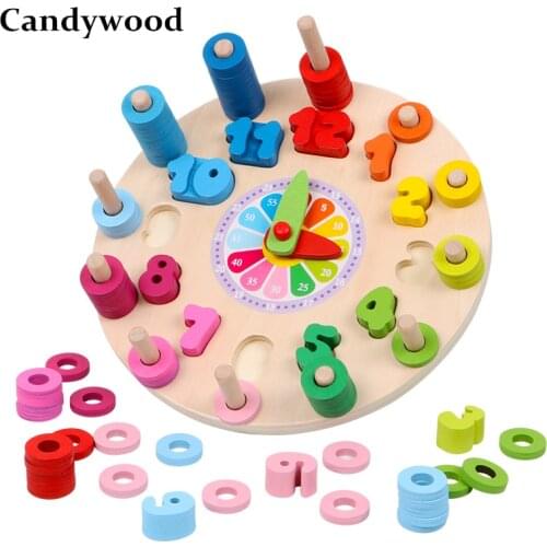 Montessori Educational Toys Digital Logarithm Clock Pairing Calculation Circle Children Wooden Early Education Toy Kindergarten
