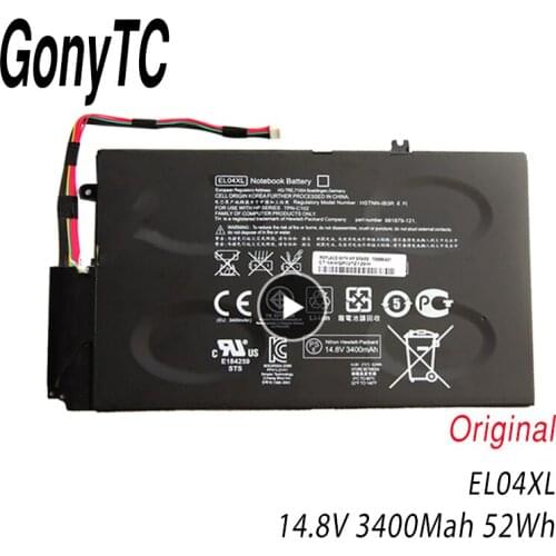 GONYTC Original EL04XL Laptop Battery EL04 ELO4XL HSTNN-IB3R UB3R TPN-C102 For HP ENVPR4 I5-3317U ENVY 4 4T-1000 TouchSmart 4