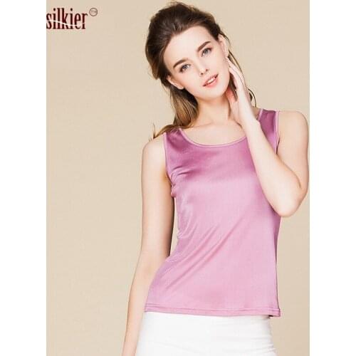 Sexy Summer Tops Women 100% Mulberry Silk Women Vest High Quality Elegant Female Sleeveless tank tops 2021 Fashion