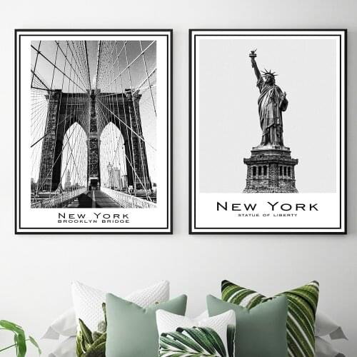 New York City Canvas Prints Statue of Liberty Posters and Prints Black and White Wall Art Pictures Living Room Decoration Poster