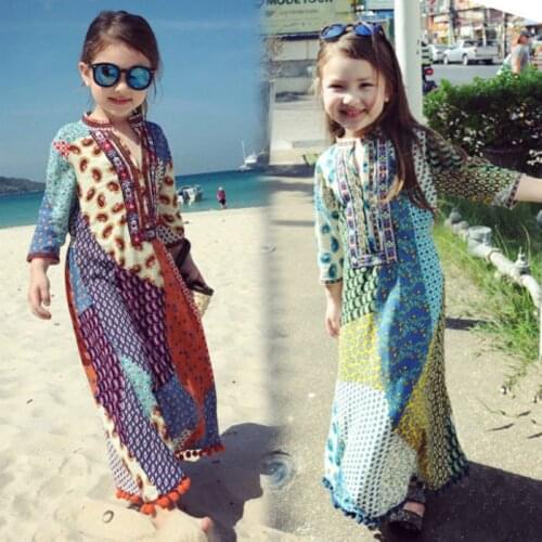 Girls dress Kids Dresses Summer Girls and mothers clothes Roupas infantis menina Bohemian beach Dresses children National dress