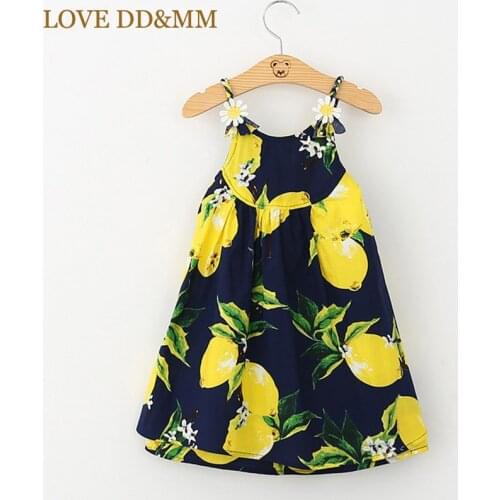 LOVE DD&MM Girls Dresses 2021 Summer New Childrens Wear Girls Sweet Lemon Print Woven Suspender Backless Flower Dress