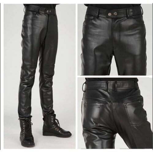 Plus Size Slim Male Leather Pants Male Trousers Tight Leather Pants Male Motorcycle Pants Pantalon Homme Pants Men Trousers 2020