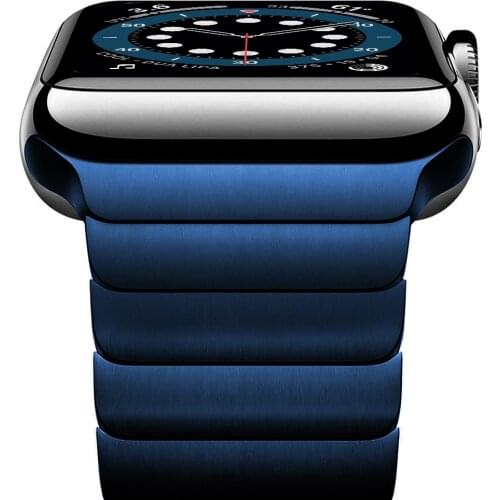 For apple watch 6 44mm 40mm band series 5 4 se strap for iwatch 3 2 42mm 38mm bracelet Stainless Steel Business bands blue belt