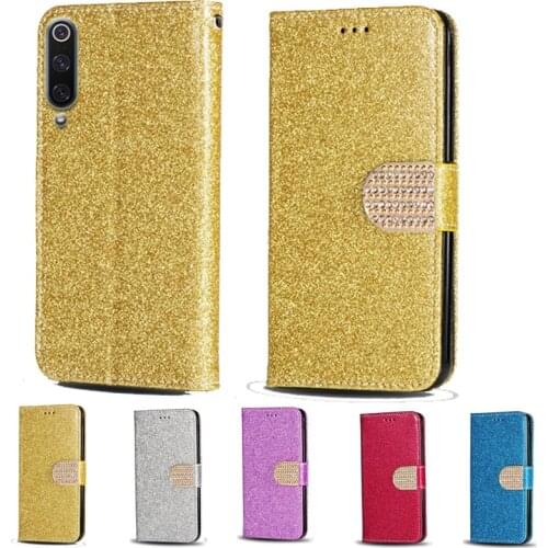 For Xiaomi Mi 9 Luxury Glitter Diamond Flip Leather Wallet Phone Case For Xiaomi Mi 9 SE Phone stand function cover card slot