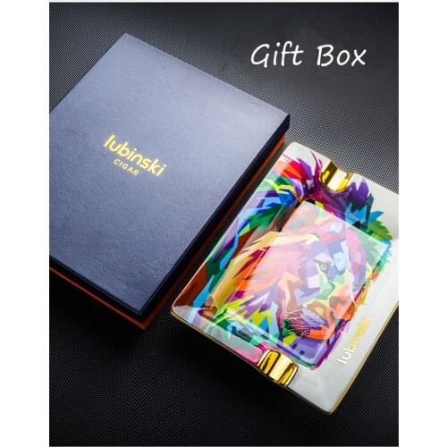 LUBINSKI Smoking Gadget Ceramic Cigar Ashtray 2 Holder Ash Slot Cigar Cigarette For Office & Home Ashtrays with Gift Box CA-008