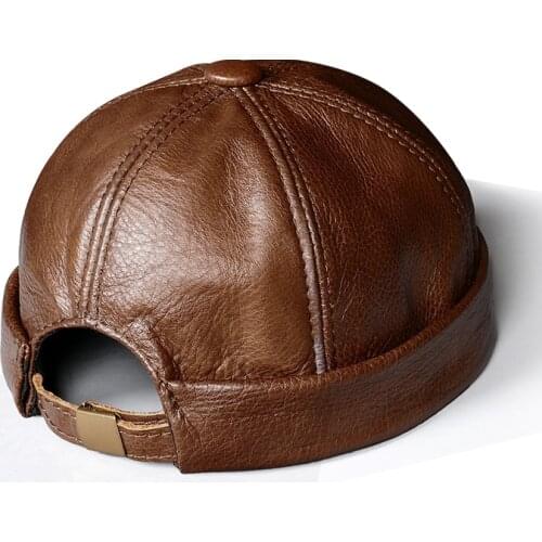 Real cowhide leather Fashion Autumn And Winter Hats For Women Solid Design Ladies thin hat Skullies And Beanies Men Hat Unisex