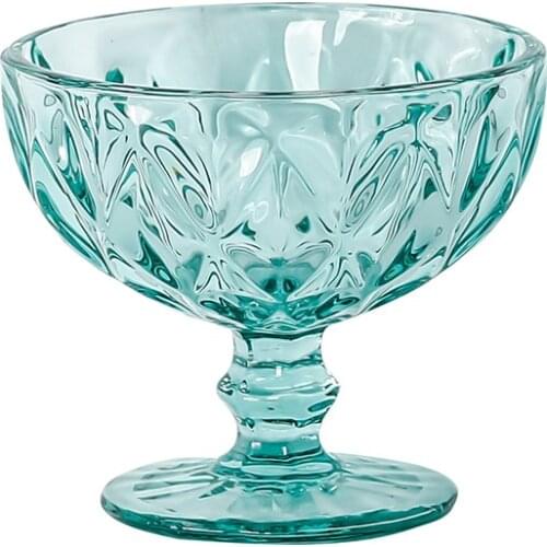Salad Glass Bowl Glass Russian Retro Relief Style Salad ice Cream Shake Goblet Cup Restaurant Hotel Banquet Household Items Cups