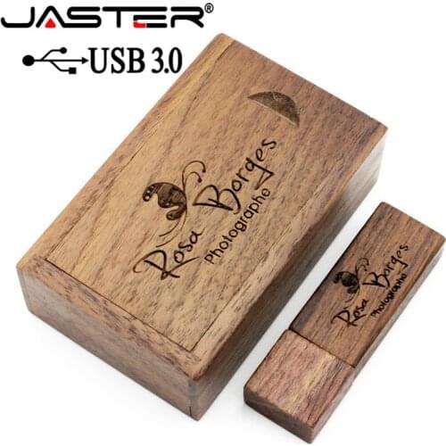 JASTER USB 3.0+box Wood maple usb flash drive pendrive 4GB 8GB 16GB 32GB 64GB memory stick 1PCS free custom logo