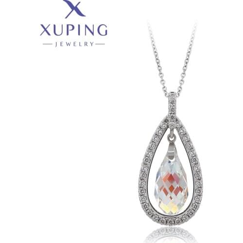 Xuping Jewelry Fashion Rhodium Color Summer New Arrival Crystals Pendant Necklaces Valentines Day Gifts 40511