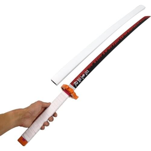 [Funny] 104cm Cosplay Anime Demon Slayer: Kimetsu No Yaiba weapon Tanjirou Kamado Fire Spirit Shen Le wooden Sword Costume party