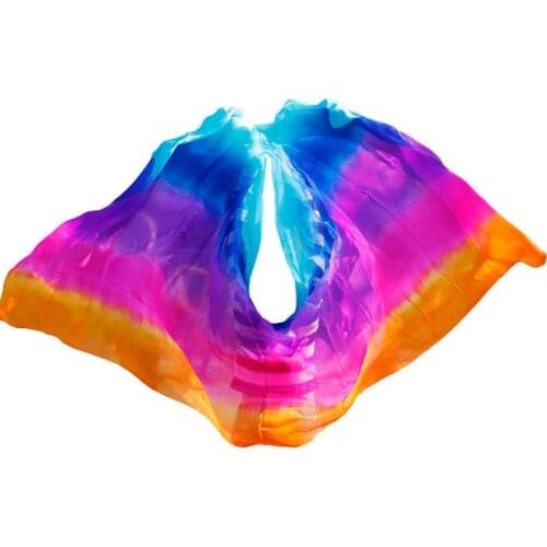 Customized Belly Dance Silk Veils 200cm 250cm 270cm Hand Thrown Scarf Shawl Yellow Orange Pink Purple Gradient Stock Clearance