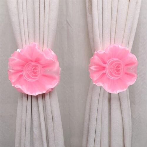 1pc /1 Pair Rose Flower Window Curtain Tieback Buckle Clamp Hook Fastener Decor Curtains Tie String Flower