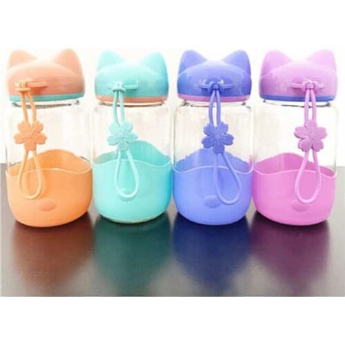 1 Pcs of Fox Ears' Style Glass Water Bottle 200-300 ML