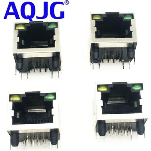 100PCS/Lot All copper RJ45 socket with lamp with 56lamp socket network socket 8p8c shielding socket AQJG