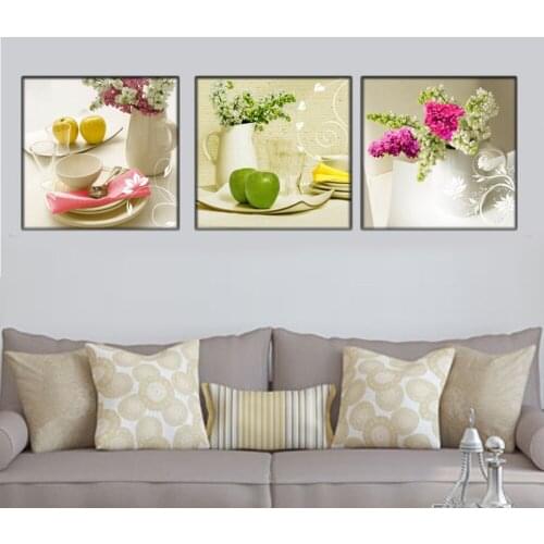 3 Panel Framed Canvas paintings for kitchen fruit wall decor modern flowers canvas art wall decorative pictures for living room