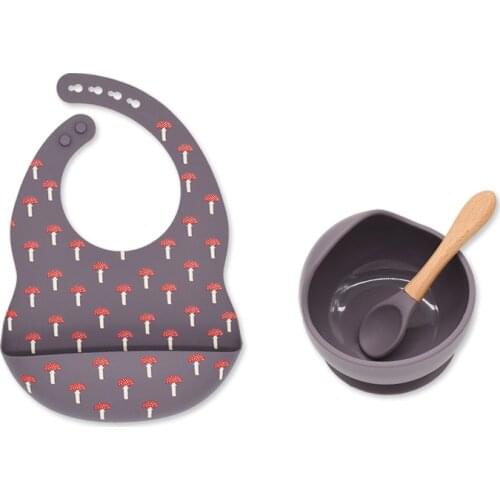 3Pcs Silicone Baby Bowl And Spoon Set Non-Silp Suction Bowl Waterproof BPA-Free Tableware Set