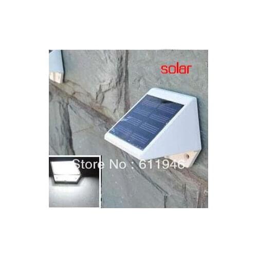 50pcs/lot Outdoor Solar Powered 4-LED Lights Pathway Up-Stair Wall Mounted Garden Fence Yard Lamp