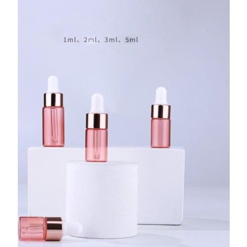 Promotion 500 x 1ml 2ml 3ml 5ml Empty Refillable Glass Dropper Bottle 3cc Rose Glass Vial With Pipette Dropper Small Dropp
