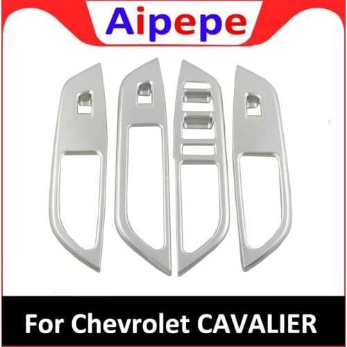 Car Styling For Chevrolet Cavalier 2018 2019 Decoration Accessories Chrome ABS Electric Power Window Lifter Switch Cover Trims