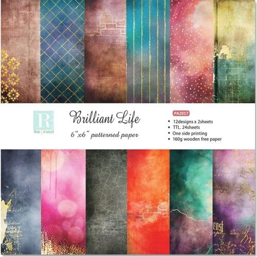 24 Sheets Patterned Paper For Scrapbooking 6 Inch Scrapbook Paper Packs Junk Journal Craft Paper DIY Album