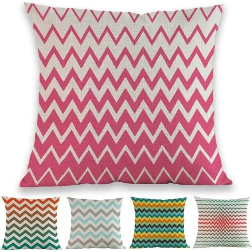 Color Geometric Wave Stripes Exquisite and Colourful Patterns Linen Throw Pillow Case Home Decorative Sofa Chair Cushion Cover