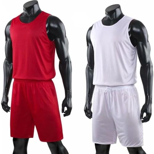 Double-sided Wearable Basketball Jersey Sets Uniforms kits Sports clothing Breathable Quick-drying Men basketball Training suits